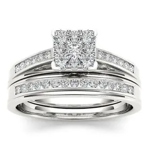 Fashion Zircon Couple Rings - Engagement Wedding Bands Matching Lover's Ring Set