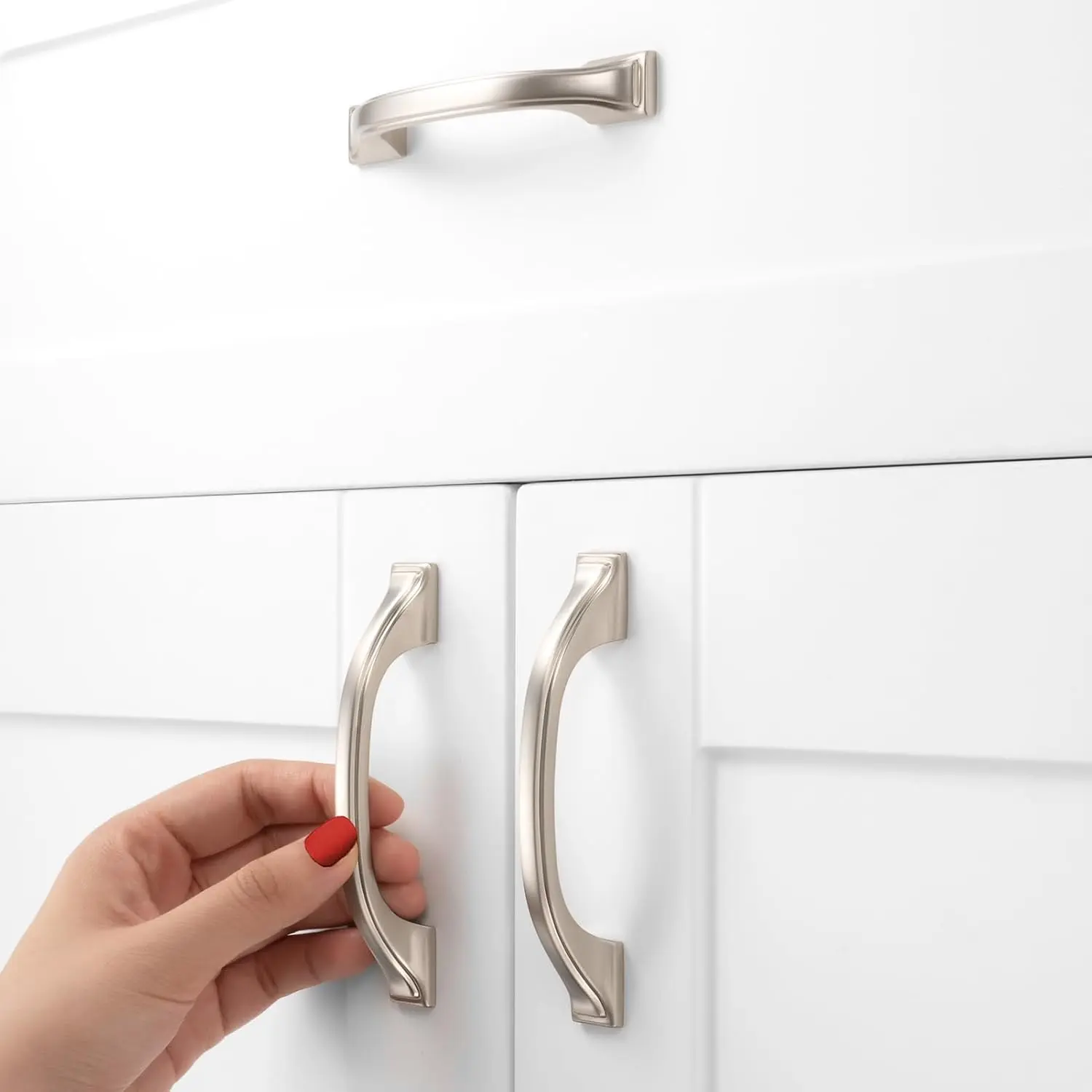 Brushed Nickel Cabinet Pulls 3 Inch Silver Drawer Pull 10 Pack 8222