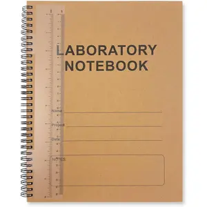 Lab Notebook Scientific Grid Format, 8.5'' x 11'', 50 Sets of Pages, Duplicator Wire-O Bound, Laboratory Notebook with Carbon Copies, Durable Translucent Cover, Transparent Ruler