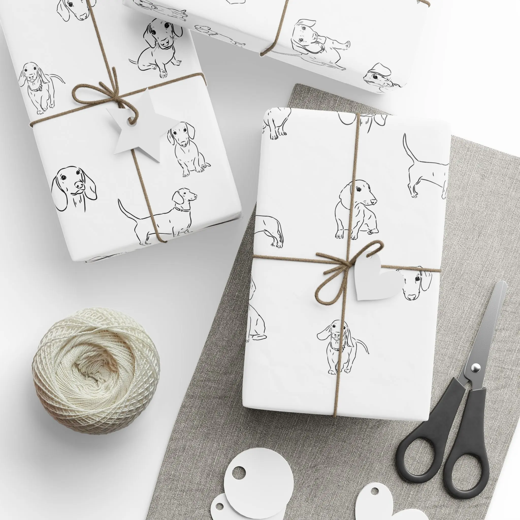 Hand-Drawn Dachshund Pattern Wrapping Paper | Cute Dog Print