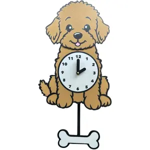 Ollie The Doodle Pendulum Clock w/Bone - Choose Colors, Goldendoodle, Labradoodle, Cavapoo Quirky Wall Art, Custom Name, Nursery, Kitchen