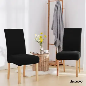 Deconovo Black Waterproof Chair Slipcover with Knitted Pebble Texture Soft & Durable Stretchable Chair Cover for Home Decor