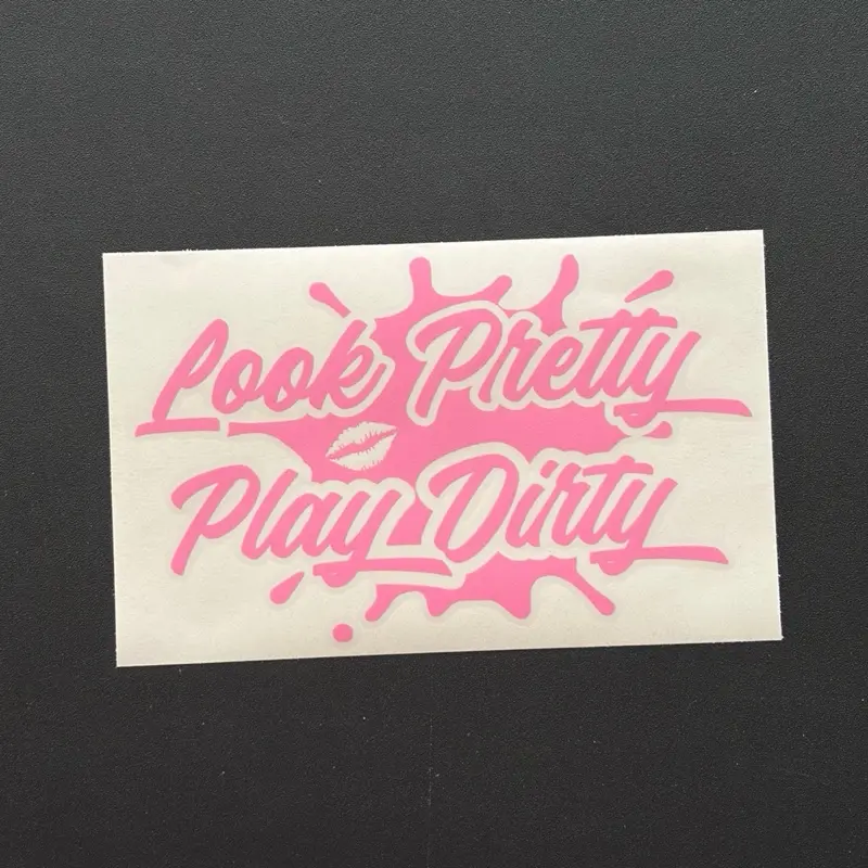 "Look Pretty, Play Dirty Motorcycle Decal - Permanent Vinyl Stickers, Made to Order, Magnets & Stickers, Shipped from Pennsylvania", Motorcycle Decals, Magnets & Stickers