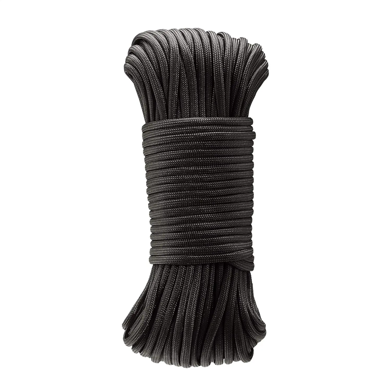 550 Type III Paracord, 7-Strand Core, High Strength for Hiking, Camping, Crafting, Bracelets, Lanyards, 5/32 Inch x 100 Foot (4mm x 30m), Black