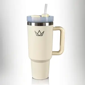 40oz Double-Layer Insulated Cup with Handle – Dual-Function for Coffee & Temperature Preservation, Coming with Lid & Straw, Leak-Proof Style Suitable for Office & Fitness Transport