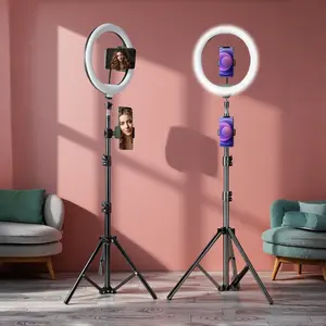 63 Inch Flexible Tripod Stand, 10 Inch Selfie Ring Light, Adjustable LED Fill Light, Independent Phone Holder, Live Streaming Video Conference Lamp, Accessories, Cellphone, Ring Light For Phone