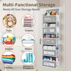 Five-Tier Storage Pockets Behind Wardrobe Doors Underwear & Socks Categorized Hanging Bags Multi-Layer Fabric Organizer for Home Use