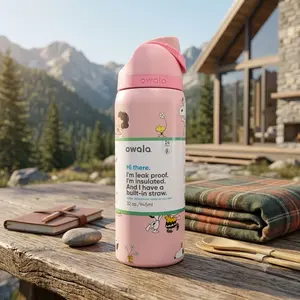 Owala FreeSip Double Wall Vacuum Insulated Water Bottle, [Size] Cute Floral Stainless Steel Cup, 100% Leakproof Straw Lid Tumbler