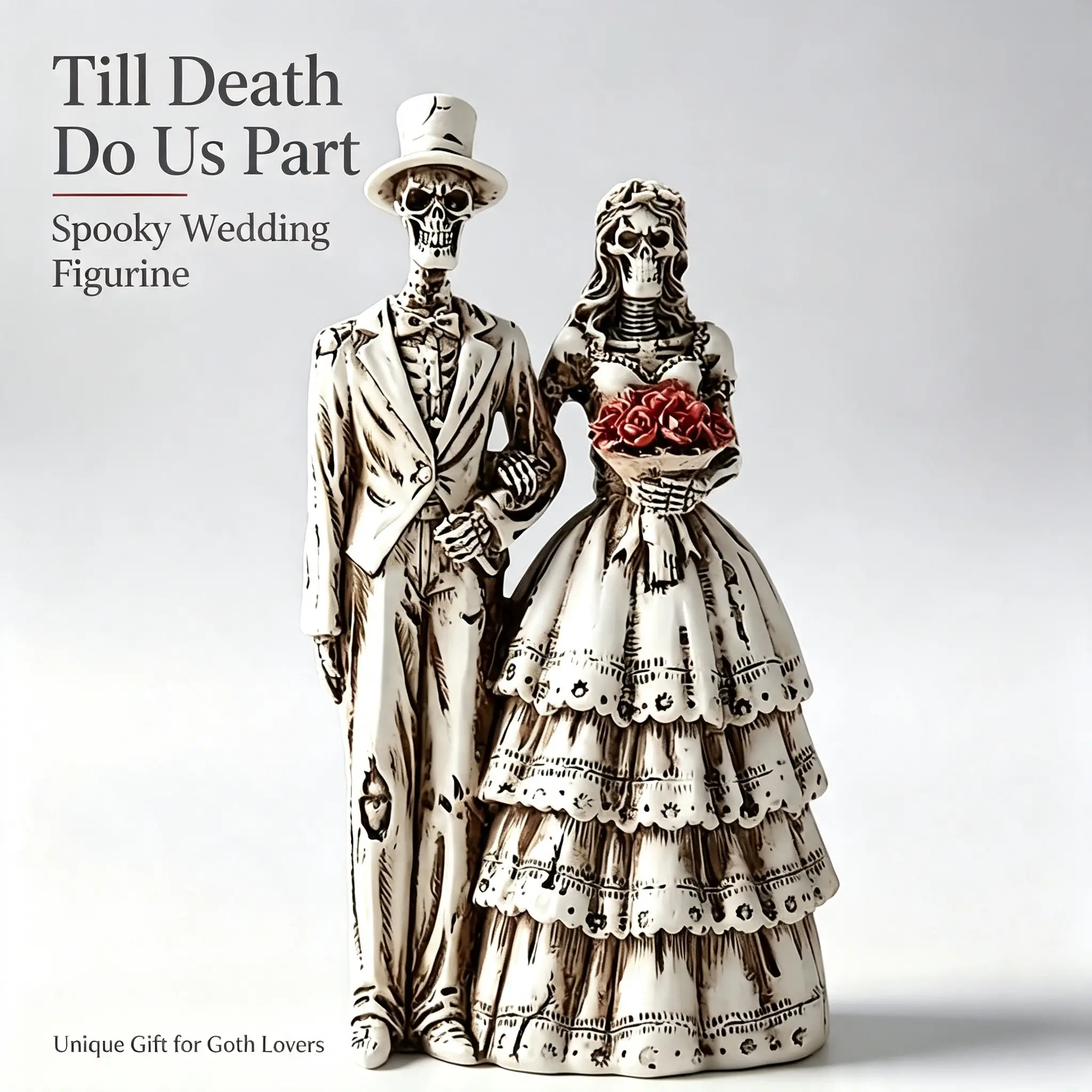 Skeleton Couple Statue, Home Decor Figurine for Indoor Tabletop Display