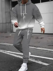 2-piece men's matching outfit set, Sweatsuit matching set, Sweatsuits Set, Athleisure Sweatsuit, including casual crew neck long sleeve hoodie and sweatpants, suitable for winter and autumn, designed for sports activities, suitable for holiday gifts