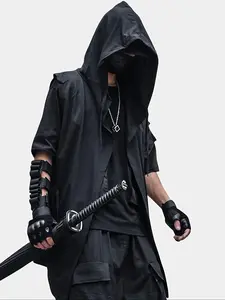 Men's Cyberpunk Ninja Hooded Vest – Black Streetwear for Futuristic Looks & Edgy Cosplay Men's Cyberpunk Ninja Hooded Vest – Black Streetwear for Futuristic Looks & Edgy Cosplay