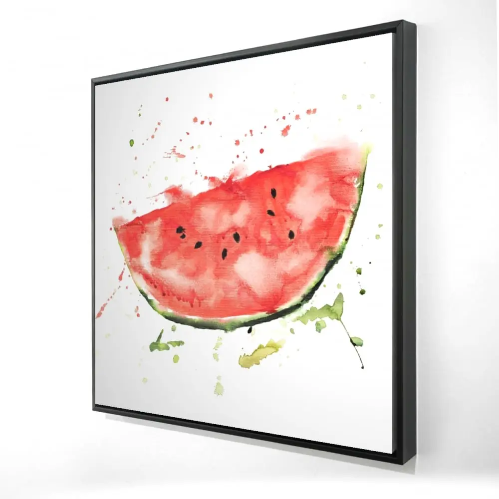 212 MAIN 24x24 in. Contemporary Watermelon Slice Framed Canvas Artwork - Red Burst Food Photo, Home Supplies Wall Decor for Room Decoration
