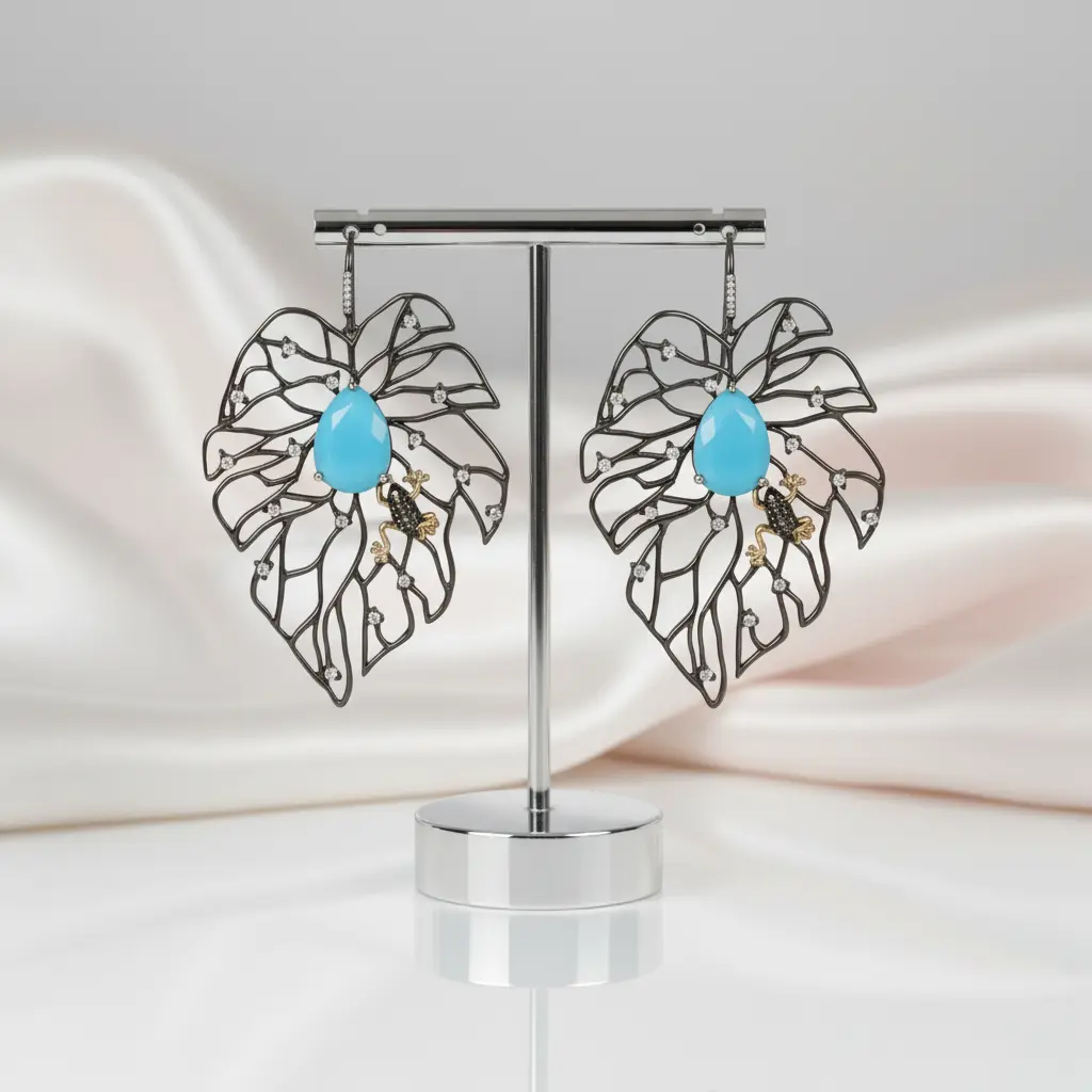 Calcedony/Agate Leaves Branch Pompous Earrings