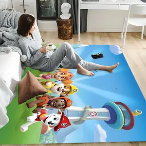 P - Paw Patrol Floor Mat Soft Flannel Floor Rug Non-Slip Absorbent Doormat for Living Room, Bedroom, Kitchen, Entrance, Bathroom, Home Decor, Anti-Skid Washable Mat, Multiple Sizes, Indoor Outdoor Use, Durable Home Floor Carpet