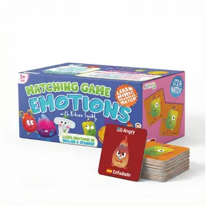 Kidrox Emotions Flash Cards for Toddlers 3+ Years Old with Interactive Matching Game, Including English & Spanish, Emotional Learning Cards