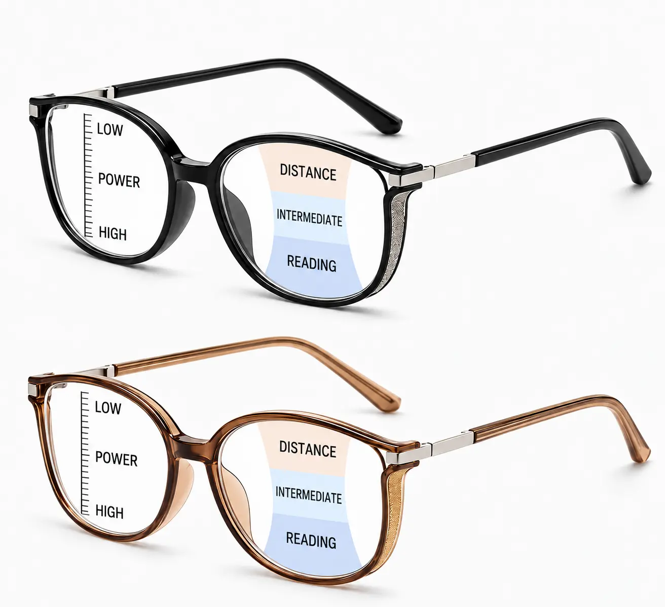 Progressive Multifocal Blue Light Glasses for Men - Square Silicone Frames, Photochromic Lens Readers for Reading Printed Books & Phone Use