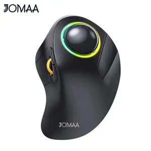 Wireless Trackball Mouse, Rechargeable Ergonomic RGB Rollerball Mouse, Easy Index Finger Control With 5 Adjustable DPI, 3 Device Compatible For Mac/Android/Windows Computers