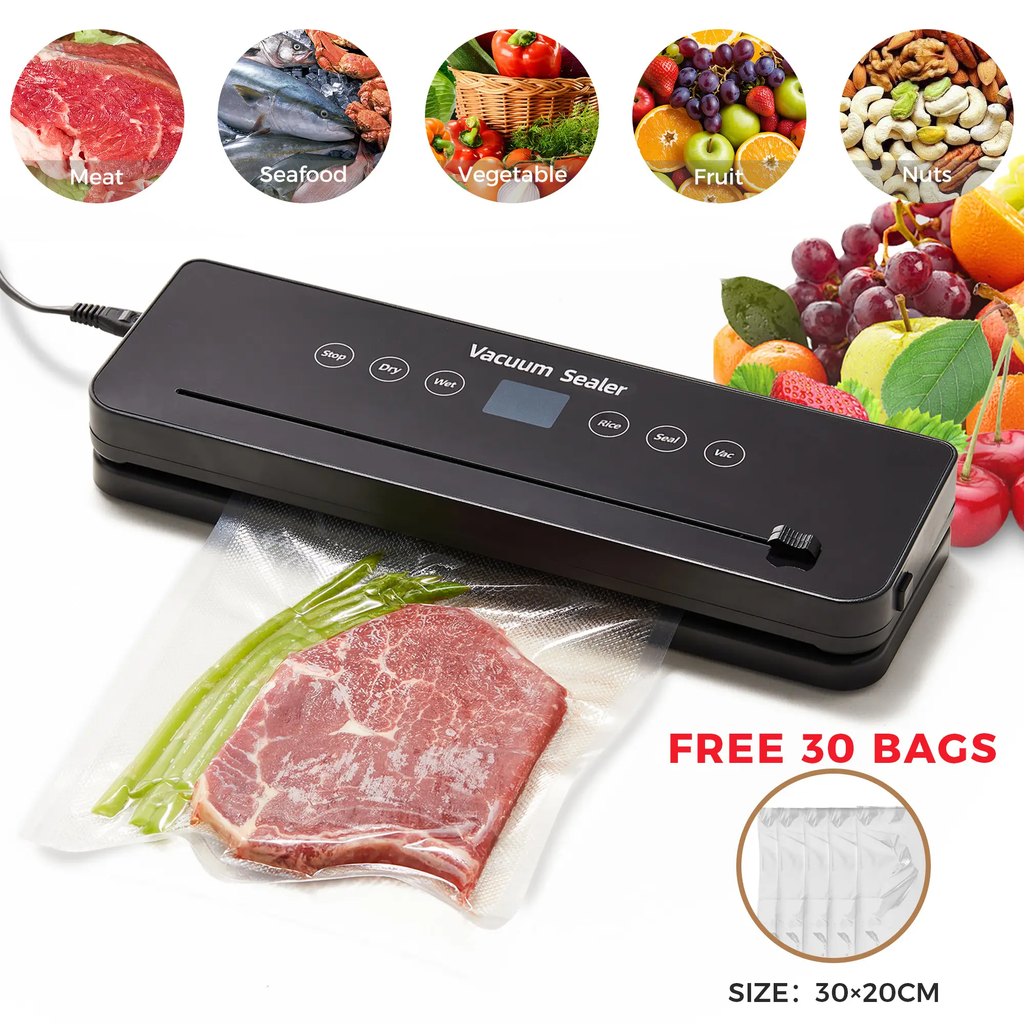 Kitexpert Viral Vacuum Sealer Machine - 5 Auto Modes for Dry, Wet, Vac, Rice, SEAL - Compact Design for Effortless Meal Storage & Holiday Meal Prep, N