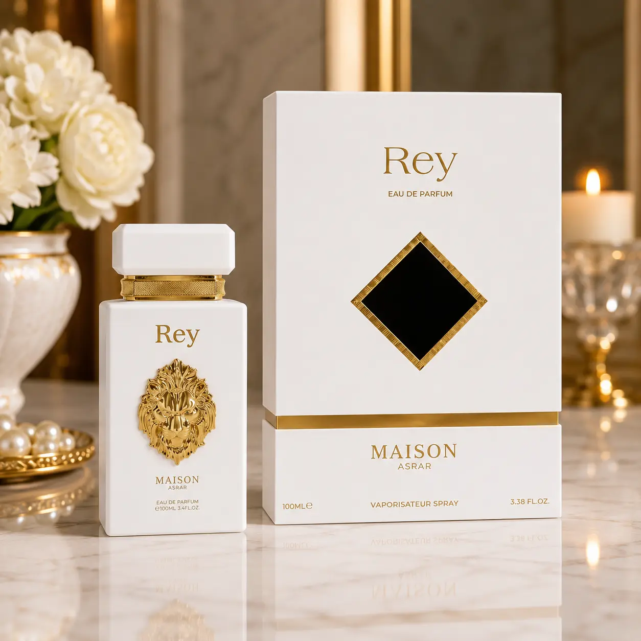 Maison Asrar Rey Eau de Parfum 100ml | Luxury Woody Amber Unisex Perfume | Long Lasting Fragrance
