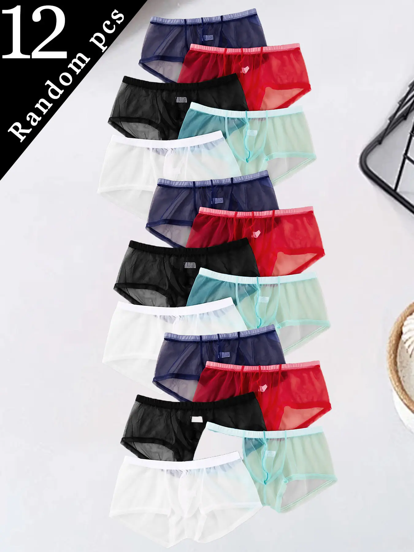 Men's Transparent Underwear Set, Breathable Boxer Briefs, Comfortable Breathable Material, Quick-Dry Elastic Waistband, Sexy Loose Fit, All Seasons Wear, Daily Briefs Set, Undergarments