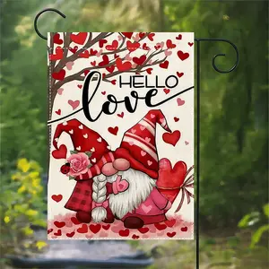 Valentine's Day Dwarf Garden Flag, Hello Love Tree Design -45x30 cm vibrant and colorful garden logo, polyester waterproof, suitable for Valentine's Day, anniversaries, porch and party decoration