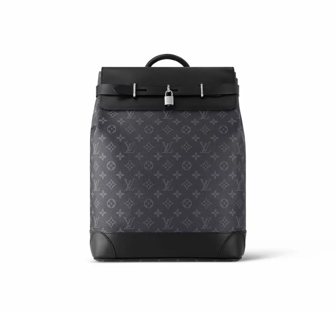 Pre-owned Louis Vuitton Monogram Eclipse Black Coated Canvas Steamer Backpack Matte Black Hardware, Adjustable Straps, Microchipped Male Travel Backpack (2604500)