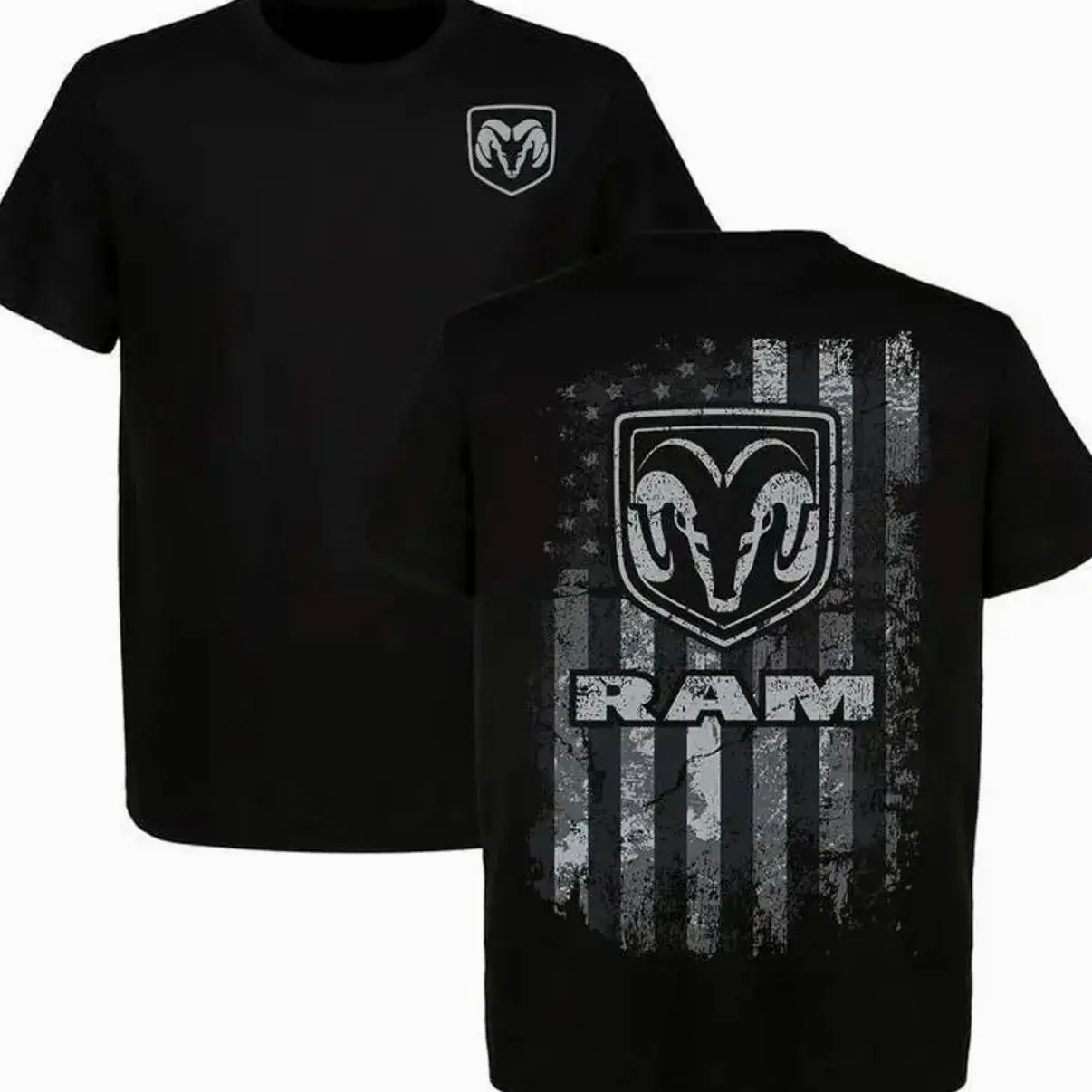 RAM T-Shirt – American Flag and Eagle Graphic, Gift for Truck Lovers – Eagle American Flag Pickup Graphic Tee, Perfect Gift for Truck Lovers and Dodge Fans, Men's Cotton Tee XX