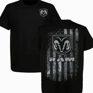 RAM T-Shirt – American Flag and Eagle Graphic, Gift for Truck Lovers – Eagle American Flag Pickup Graphic Tee, Perfect Gift for Truck Lovers and Dodge Fans, Men's Cotton Tee XX