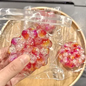 Squishy Colored Beads Stress Ball Sensory Toys for Adults Kids, Anxiety Relief Fidget Toys Squeeze Balls for ADHD Autism Focus spider web shooter soft rubber