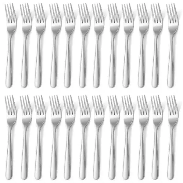 24-Piece 7.1 Inch Stainless Steel Dinner Forks Set, Silver Table Forks with Mirror-Polished Finish, Reusable Flatware for Home, Kitchen, Parties & Events