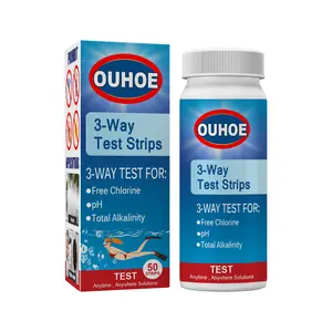 OUHOE 3-In-1 Ph Test, Paper Pool Water Quality Total Alkalinity Hardness Pool Clean Water Ph Test Strip