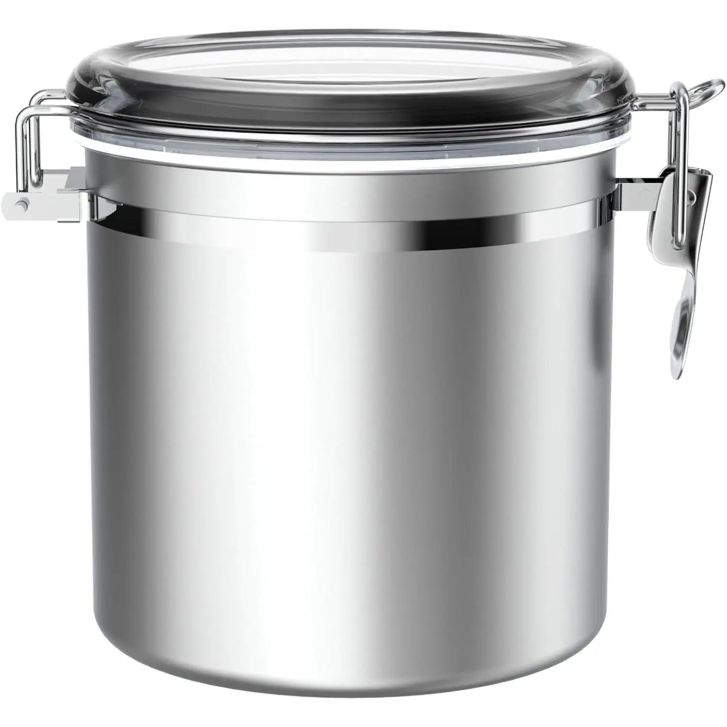 165oz Stainless Steel Airtight Canister for Kitchen, Large Flour Coffee Bean  Cereal Sugar Cookie Metal  Storage Canisters with Clear Lid and Sturdy Locking Clamp