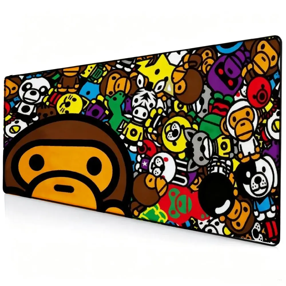 Large Extended Gaming Mouse Pad - Colorful Cartoon Monkey Pattern, Non-Slip Rubber Base Desk Mat for Computer, Laptop Use in Office, Home