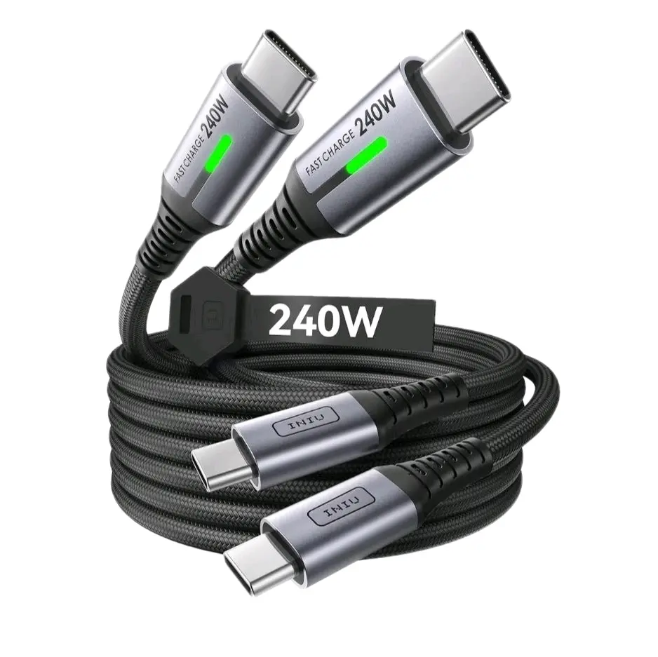 240W Super Fast Charging USB-C Cable 2 Pack | 6.6FT Braided Type-C Charger