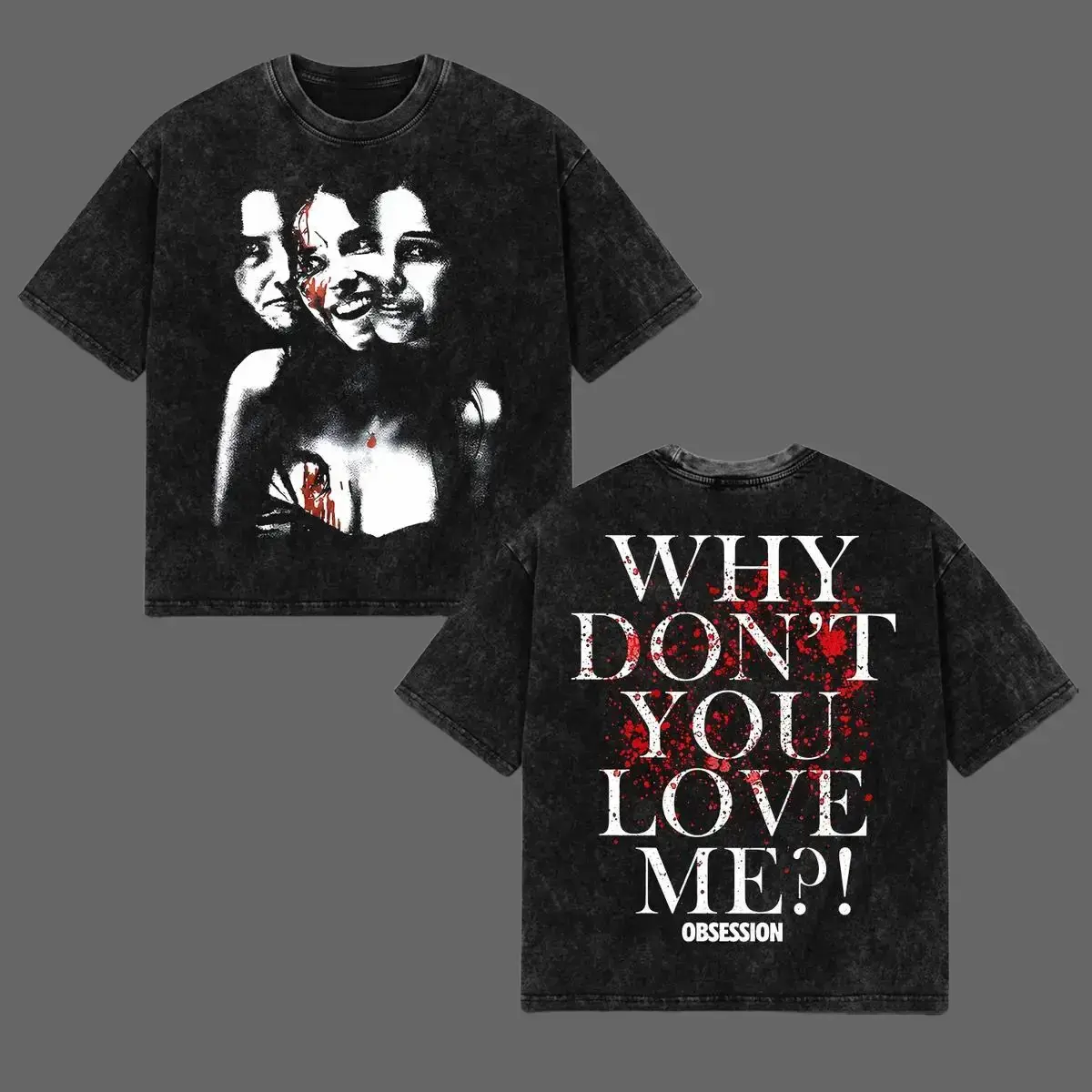 Women's Essential Short-Sleeve Obsession 2026 Movie Graphic Tee, Gothic Horror Casual Shirt, Double Cotton Simple Style Streetwear, Nikki Freeman "Why Don't You Love Me" Quote Acid Wash Indie Fan Gift