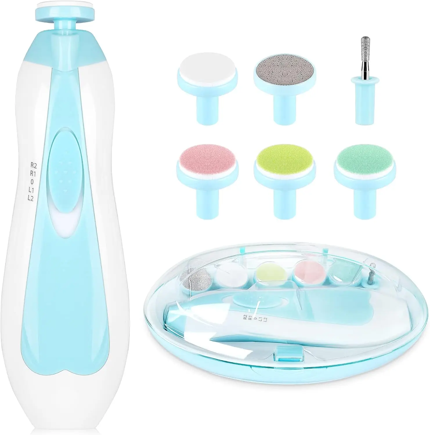 Electric Baby Nail Trimmer, 6 in 1 Baby Nail Clippers & File Kit, Safe Nail Grooming Set for Newborn, Infant, Toddler & Adults (Blue)