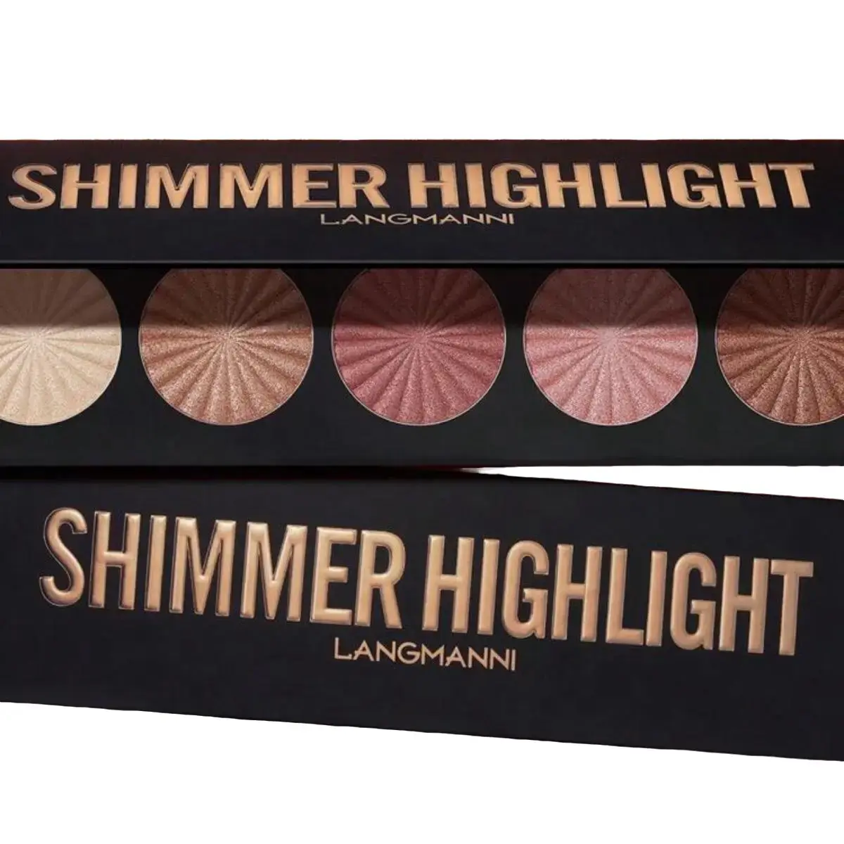 5-Color Highlighter Powder Palette for Facial Bronzer, Shade & Contour Makeup - Long Lasting Compact Lightweight Cosmetic
