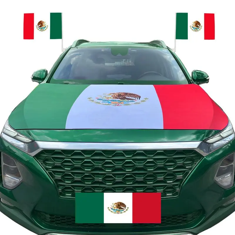 Mexico FLAG,Car Hood Cover Flag,4*5ft,Mexico's National Day,Car Bonnet Banner,Engine Flag,Strong Elasticity,Premium Sublimation Print,Fits Most Hood Types-Cars Pickups SUV's