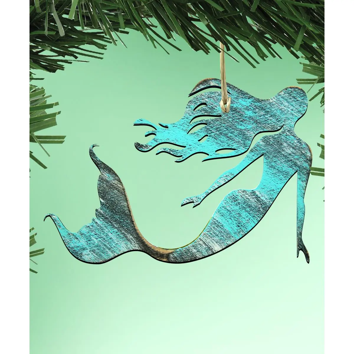 212 MAIN Handpainted Distressed Wooden Magnetic Decoration - Handcrafted Mermaid-Themed Ornament, Play Room & Home Accent, Any Occasion Gift