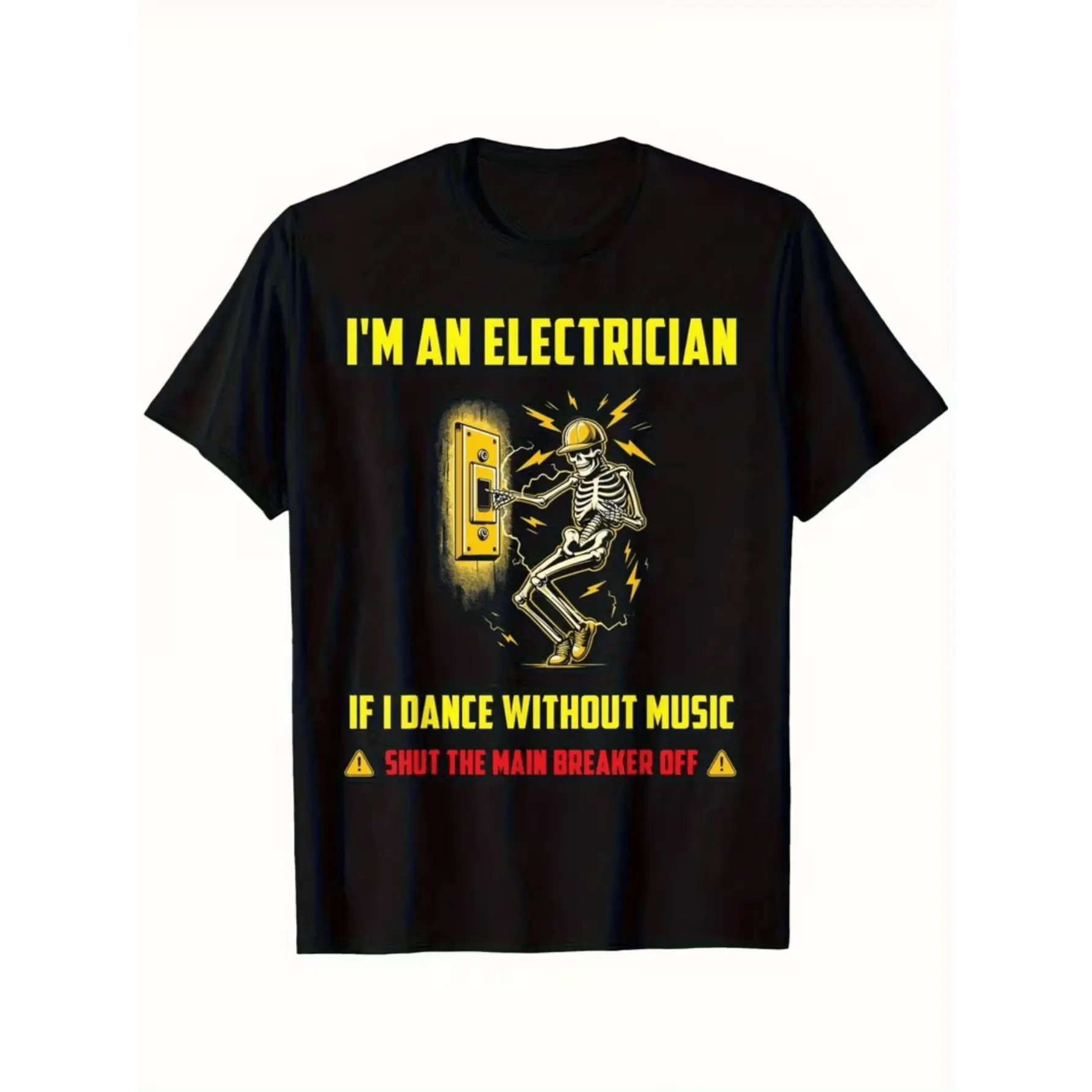 Men's Funny Electrician Music Vibe Graphic Tee, Ultra-Soft Breathable Cotton Crewneck Short-Sleeve Top, Summer Workwear Streetwear Essential for Electricians, All Seasons, Casual Party, Pure Cotton, Breathable Soft, Crew Neck, Lightweight, Ultra-Soft Cott