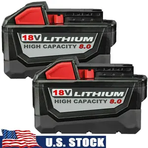 High quality 2PACK For Milwaukee M-18 Lithium 8.0 AH Extended Capacity Battery 48-11-1860 18V
