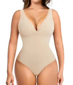 LumiSnatch Lace Sculpt Bodysuit — Seamless Tummy‑Control Lace Shapewear (Beige, XL)