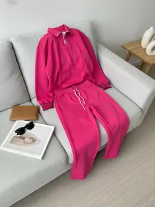 Quarter-Zip Pullover & Wide-Leg Jogger Set - Casual Fit, Easy Wear, Relaxed Joggers, Versatile for Everyday Wear