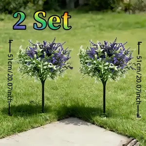 Double Color Artificial Lavender Planters, Durable Plastic Construction, No Watering Needed, Ideal for Spring Summer Home Decor & Weddings