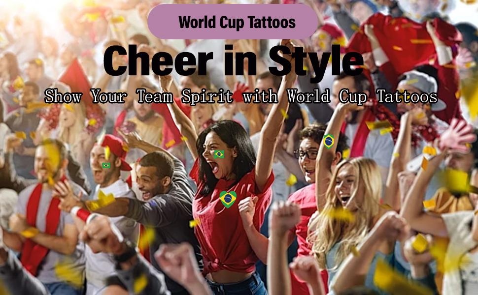 World Cup Football Face Stickers Temporary Tattoos Waterproof Country Flag Decals for Sports Fans Watch Party Game Day Celebration Festival Event Supplies 48PCS