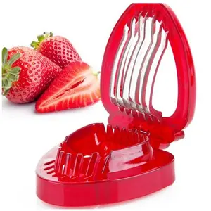 Red Strawberry Slicer Plastic Fruit Carving Tools Salad Cutter Berry Strawberry Cake Decoration Cutter Kitchen Gadgets