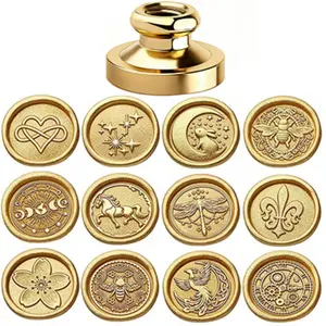 Thick Brass Seal Stamps (no Handle), Heart/flower/moon Rabbit/bee/phoenix/horse Designs, Ideal for Wedding Invitations, Gift Wrapping, Stamp Collection