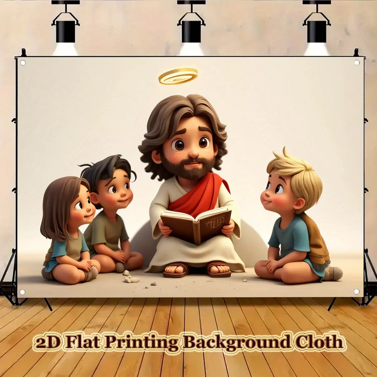 Jesus Religious Banner Jesus and Children Background Banners for Birthday Table Decors Party Supplies Baby Shower Banner Photo Booth Props Indoor Outdoor Decoration Lightweight Ornaments