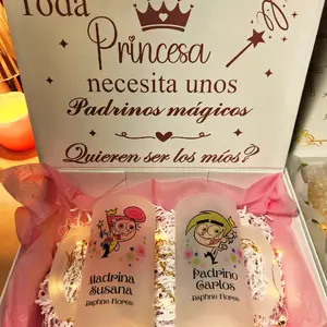 Personalized Godparents Proposal with Cute Custom Glasses Set 16oz - Magical Padrinos Mágicos Design for Princesses