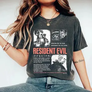 Resident Evil Requiem Shirt, Umbrella Corps Horror Game Tee, Vintage Distressed Leon Kennedy Fan T-Shirt, Gift For Women Man